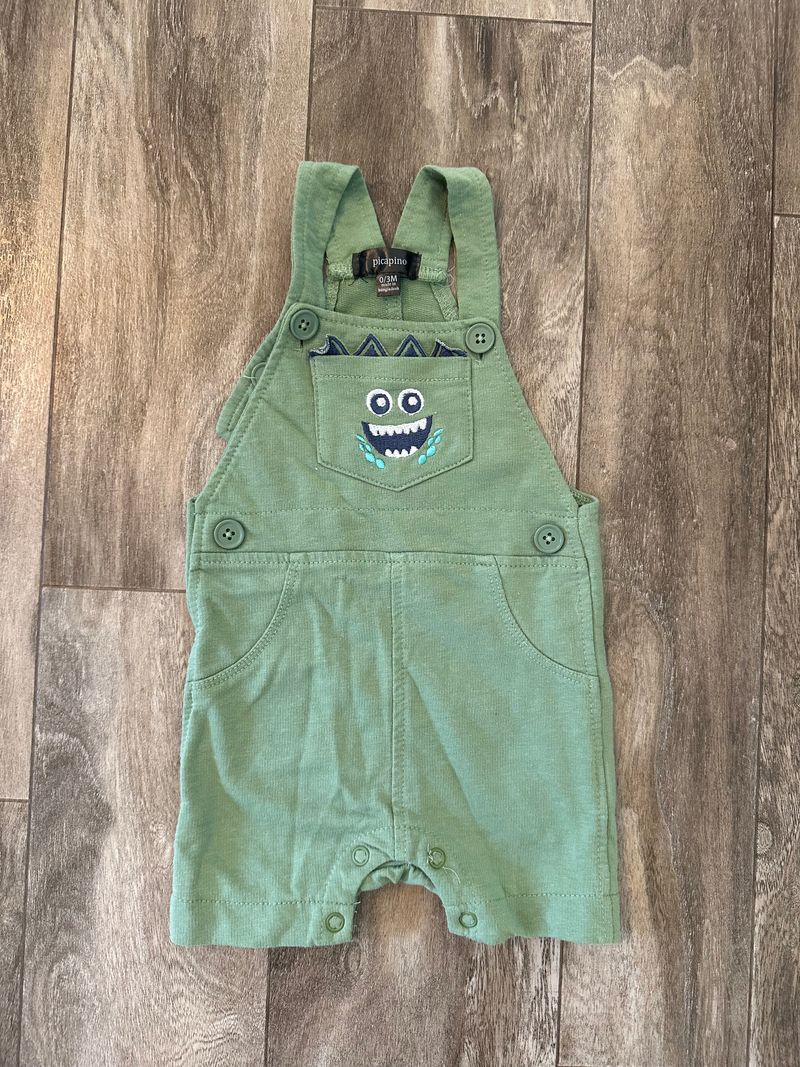 0-3month overalls Green monster cotton shortalls Newborn