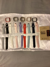 Load image into Gallery viewer, Fit bit Versa model bands and covers 9 colored bands 5 soft bumper covers and two glasses protectors
