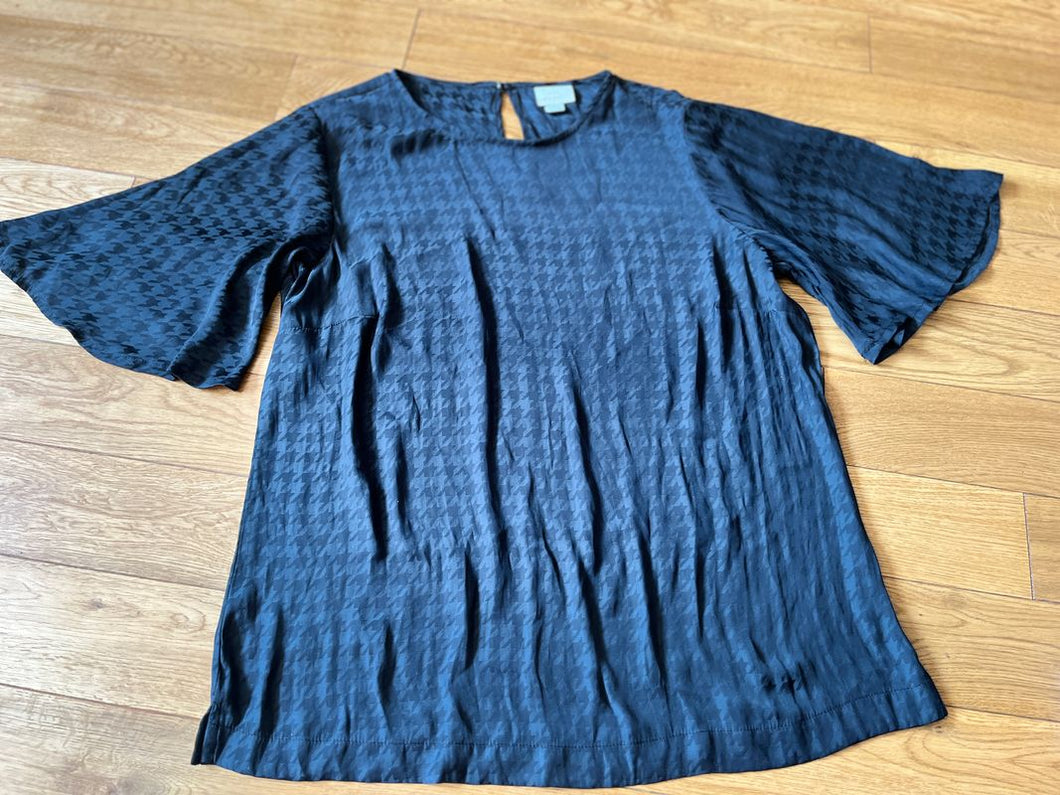 A New Day, AS, black, silky, patterned, flowy Sleeve top Women's - S