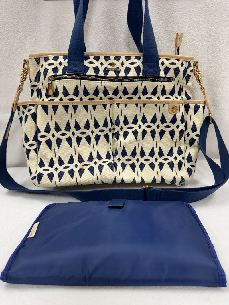 Spartina 449 Navy and Cream Diaper Bag With changing pad