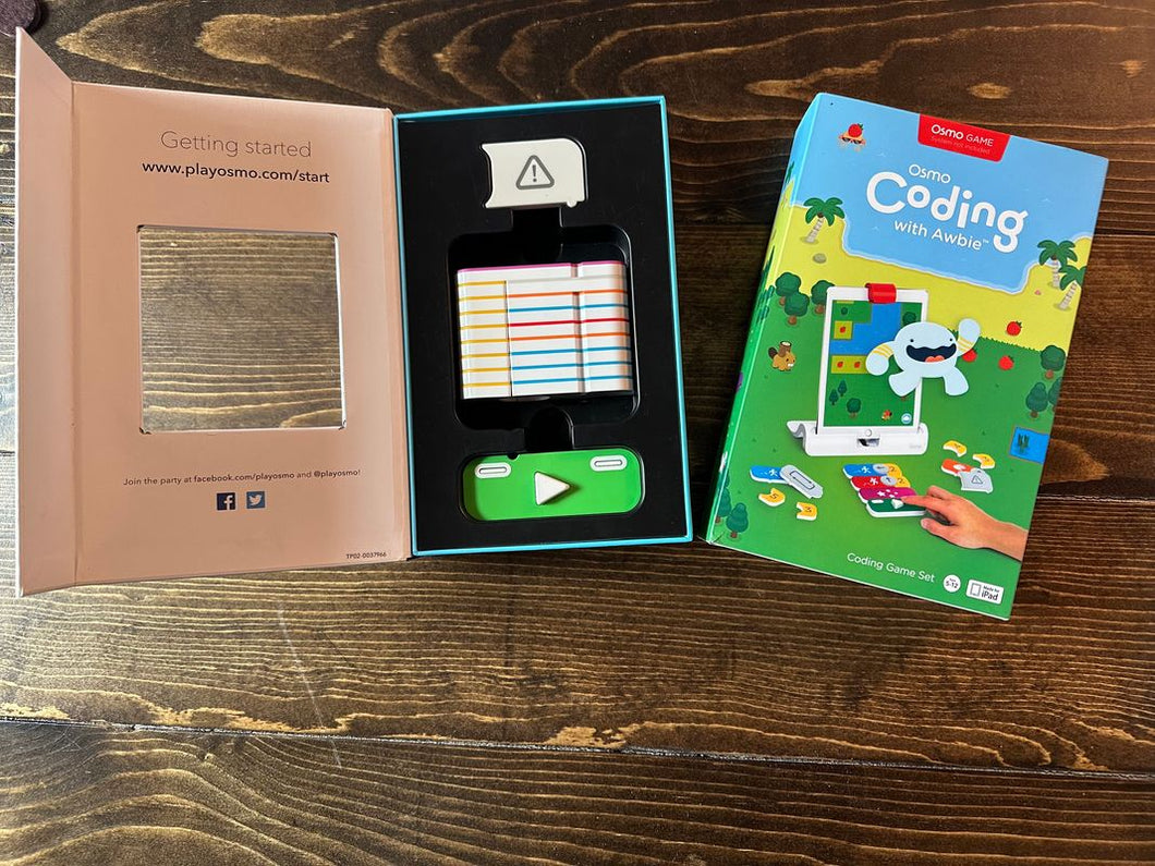 Osmo coding with Awbie ages 5-10. Base for ipad not included. Educational