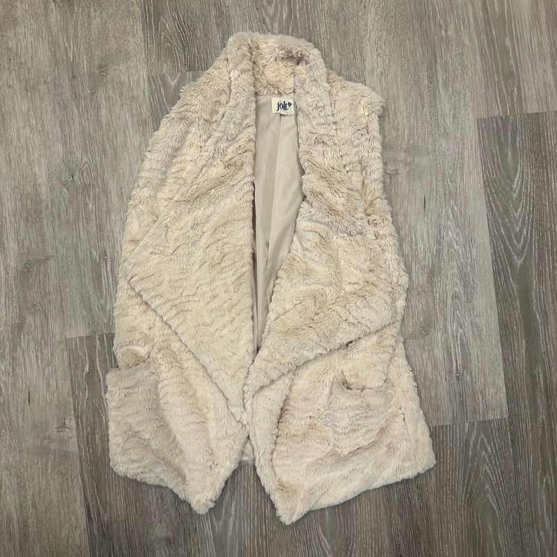 Jolt, Size M, Vest, Cream, Faux Fur Draped Open Front Cardigan Vest Women's - M
