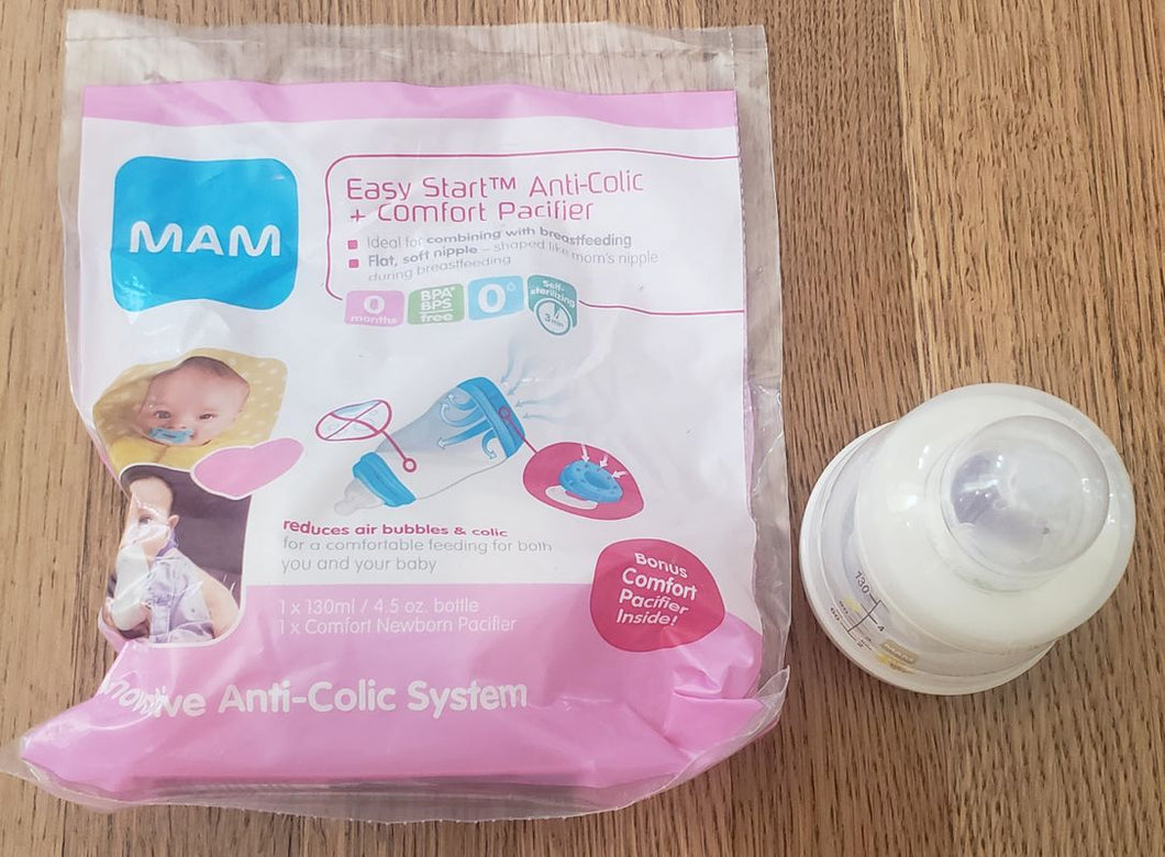 2 NEW MAM Easy Start Anti-Colic Baby Bottle - 5oz One still in new package, one never used.