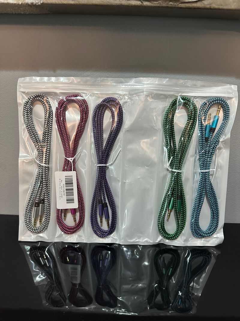 5 pack Brand NEW auxiliary cables 5 foot length