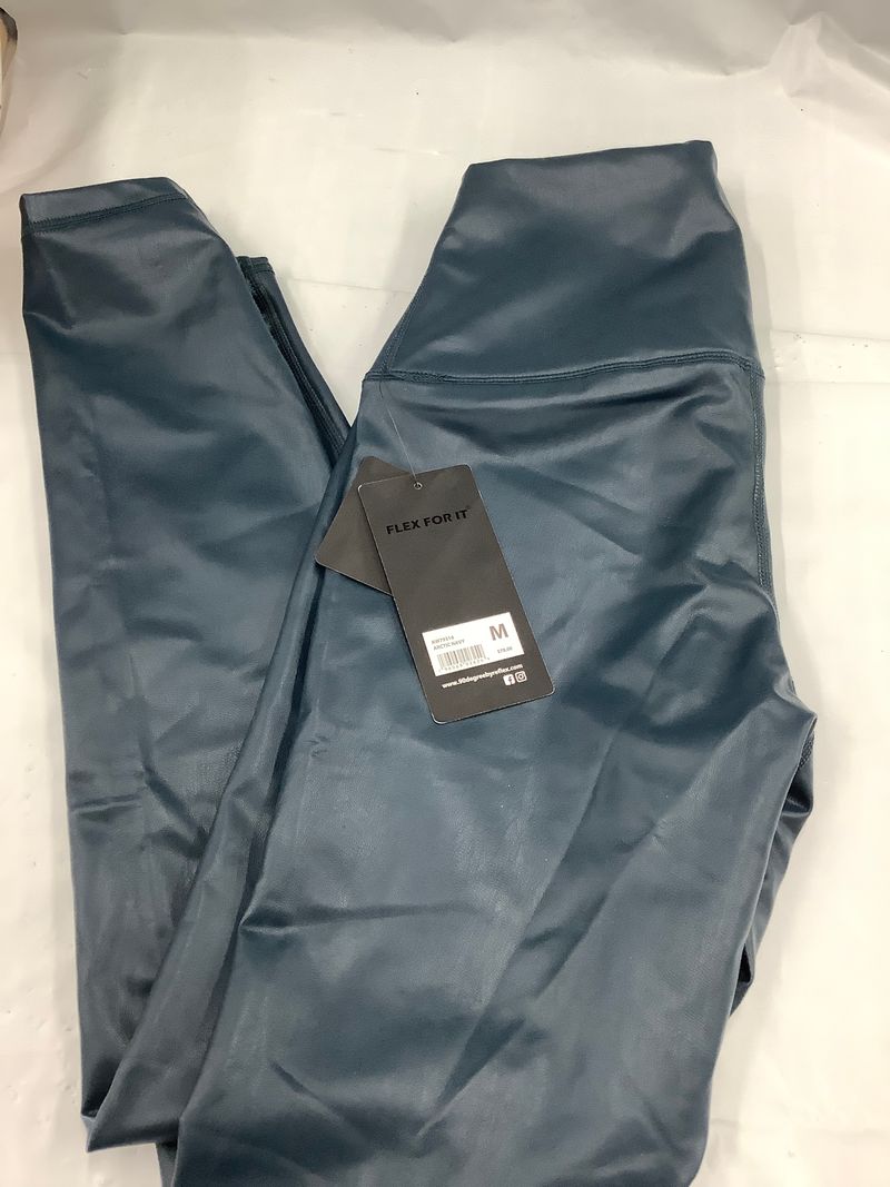 90 Degree by Reflex NWT 90 Degree Faux Leather Arctic Navy Leggings, Size M Women's - M