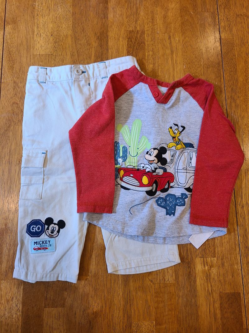 12-18 month Disney store Mickey long sleeve shirt and pants 12 Months
