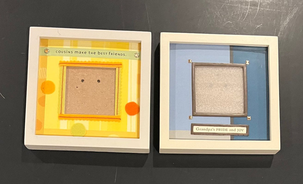 2 square picture frames 3.5 x 5 Cousins make the best friends and grandpas pride and joy