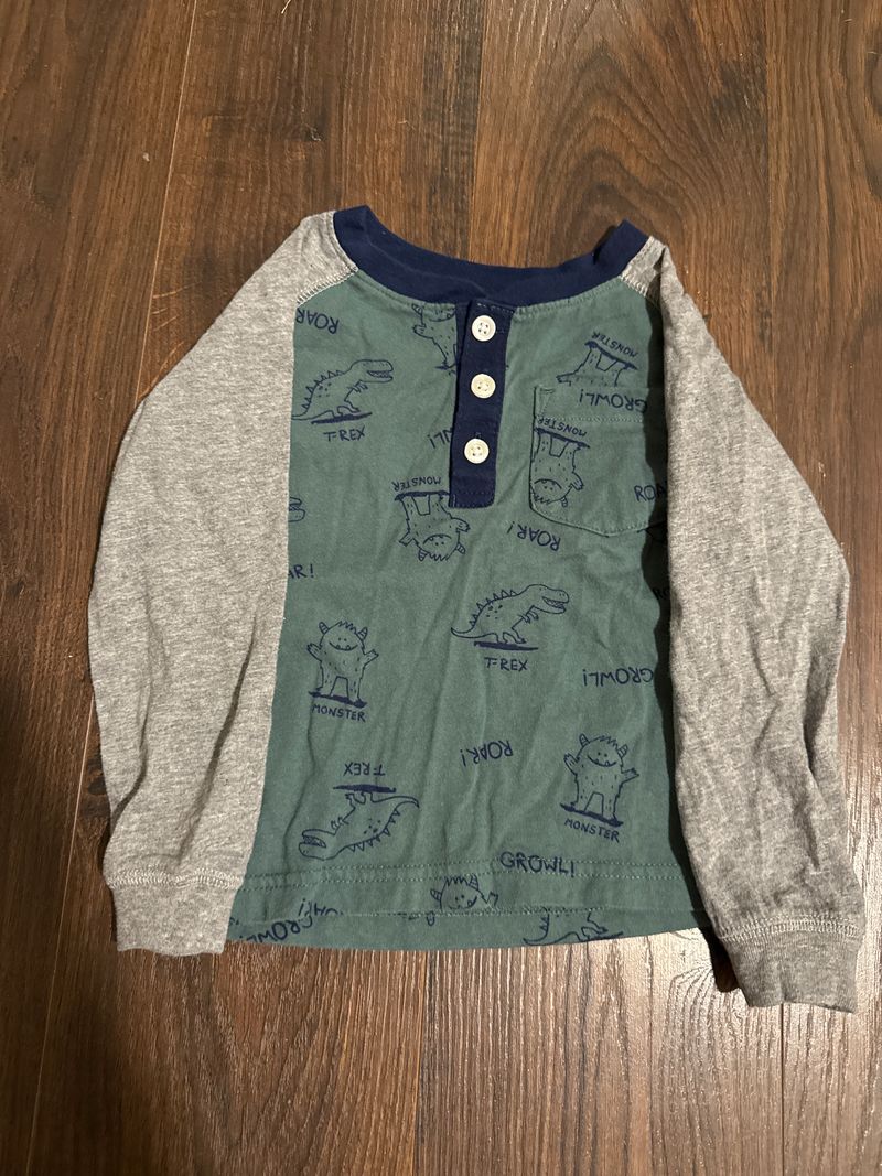 Carters Long sleeve button down monster dinosaur shirt 24 Months