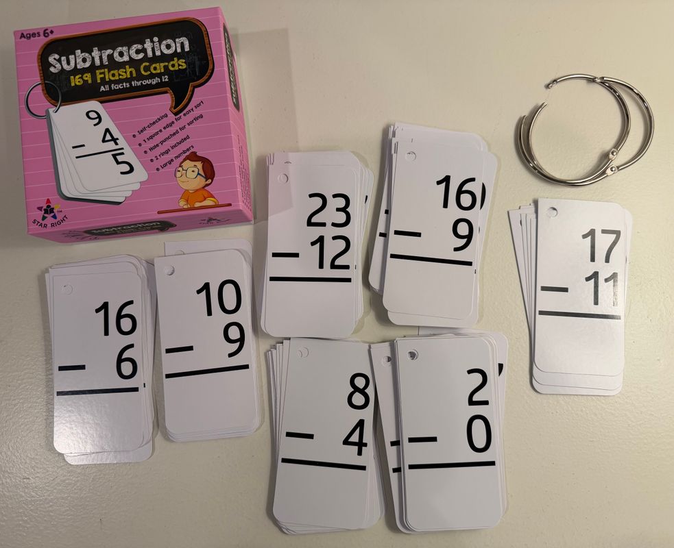 SUBTRACTION Flash Cards Qty 169 - LIKE NEW!!! GREAT for 2nd graders! Educational