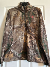 Load image into Gallery viewer, Under Armour Semi fitted real tree camo quarter zip, fleece inside Women's - L
