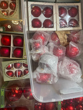 Load image into Gallery viewer, Christmas Ornaments All Red Balls Various Sizes Approx 65!! Some shatter proof others glass!!
