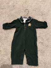 Load image into Gallery viewer, Janie and Jack Boutique 0-3 month romper Hunter Green and plaid gingerbread theme Newborn
