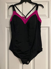 Load image into Gallery viewer, Reebok Size 14 black &amp; pink whole piece swimsuit with sewn in cups Women's - XL

