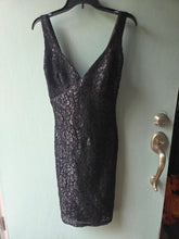 Load image into Gallery viewer, Hugo Buscati Black Lace Dress with Built in Bra 10 Bobeau M Sheer Pocket Tank Women's 10
