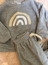 Load image into Gallery viewer, Boutique Grey rainbow sweat set 24 Months
