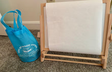 Load image into Gallery viewer, Double sided Easel with crayons and magnets One side chalk board, one side dry erase, paper option Educational
