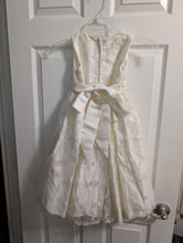 Load image into Gallery viewer, Cinderella ivory sleeveless dress, size 5 Ivory sleeveless dress w/ tie ribbon &amp; tulle like underskirt 5T
