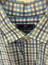 Load image into Gallery viewer, Vineyard vines blue plaid Blue plaid classic fit tucker shirt Men's - L
