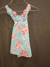 Load image into Gallery viewer, Boutique brand, Kelli kids sundress Blue with pink roses, floral sundress 3T
