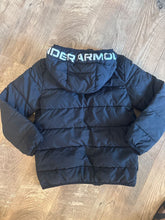 Load image into Gallery viewer, Under Armour Black hooded puffer jacket/coat - YS 8
