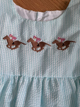 Load image into Gallery viewer, Belles and Britches Boutique VGU Size 6/7 Kentucky Derby Embroidered Seersucker Dress 6
