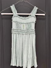 Load image into Gallery viewer, Matilda Jane Seafoam green, sleeveless dress, with buttons and ruffles 2T
