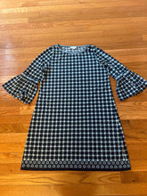 Load image into Gallery viewer, Max Studio Size small aqua and blue print dress with bell sleeves Women's - S
