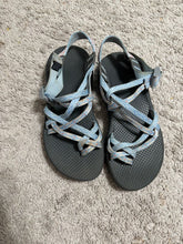 Load image into Gallery viewer, Chacos, size 8, blue and white strap design, Double strap, EUC 8 (Adult)
