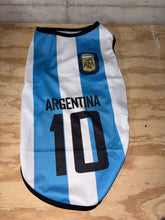Load image into Gallery viewer, Pet Soccer Futbol Jersey, Argentina, 10, Messi, Dog, World Cup, GOAT, Small, NEW, 8in across front
