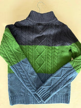 Load image into Gallery viewer, Boden 11-12, NWT, Nvy/grn wool cableknit, qtr zip sweater 12
