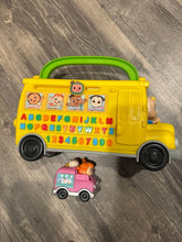 Load image into Gallery viewer, CoComelon Musical Learning Bus &amp; Yoyo car. 12.5 in-L bus 4 modes w Handle. Plays songs ifpush JJ head down. Toy Vehicles
