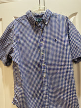 Load image into Gallery viewer, Ralph Lauren Polo Blue, white checked cotton short sleeve button down Men's - XL
