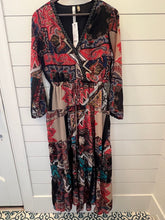 Load image into Gallery viewer, BNWT NY collections dress oranges, browns, blacks with a tie Women's - S
