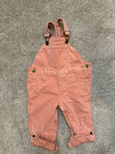Load image into Gallery viewer, Dotty Dungarees Pink corduroy overalls with polkadot inside 12 Months
