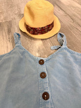 Load image into Gallery viewer, Rayasun Denim adjustable strap swim coverup dress with straw sun hat Women's - M
