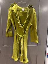 Load image into Gallery viewer, Matilda, Jane size medium wrapped dress or jacket Lime green with button details and ruffles Women's 6
