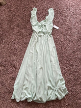 Load image into Gallery viewer, NWT mint green wrap dress maxi formal NWT MINT GREEN TRUE WRAP MAXI FORMAL DRESS ruffle neckline Women's 12
