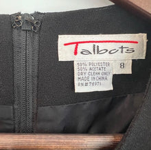 Load image into Gallery viewer, Vintage Talbots Classic Midi Dress Short Sleeve Size 8, lined, black, GUC, zips up back Women's 8

