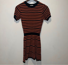 Load image into Gallery viewer, Zara Knit Striped Sweater Dress Orange Black GUC, size small, above knee, short sleeve Women's - S
