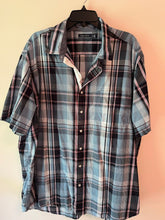 Load image into Gallery viewer, Nautica Men's Size 2XL Blue Plaid Shirt Short sleeve summer shirt. Great condition. Men's - XXL

