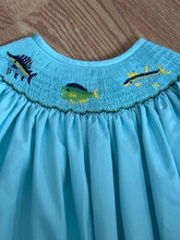 Load image into Gallery viewer, Belles and Britches Boutique VGU Smocked Swordfish Dress 6
