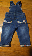 Load image into Gallery viewer, Uky baby Jean over all with some flowers size 6-9m 6 Months
