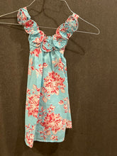 Load image into Gallery viewer, Boutique brand, Kelli kids sundress Blue with pink roses, floral sundress 3T
