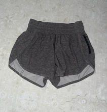 Load image into Gallery viewer, Lululemon, Size 4, Gray Running Shorts Gently Used Condition, Zipper on Side, Size Tag Intact Women's 4
