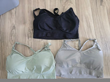 Load image into Gallery viewer, AngelHood Nursing Bras 1 black, 1 green, and 1gray nursing sportbras XL
