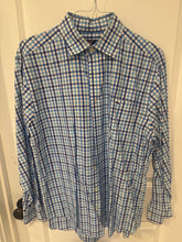 Load image into Gallery viewer, Vineyard vines blue plaid Blue plaid classic fit tucker shirt Men's - L
