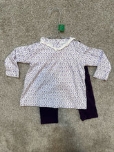 Load image into Gallery viewer, Lila and Hayes White and purple top with matching purple leggings 12 Months
