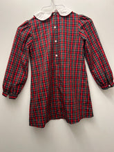 Load image into Gallery viewer, Red/green plaid dress boutique brand Vive La Fete Red green, navy plaid with Christmas stockings smocking 6
