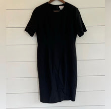 Load image into Gallery viewer, Vintage Talbots Classic Midi Dress Short Sleeve Size 8, lined, black, GUC, zips up back Women's 8

