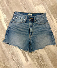 Load image into Gallery viewer, Madewell Size 27 Medium Blue High-Rise Frayed Hem Denim Shorts Women's 4
